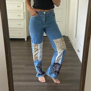Patchwork Bandana Denim Jeans